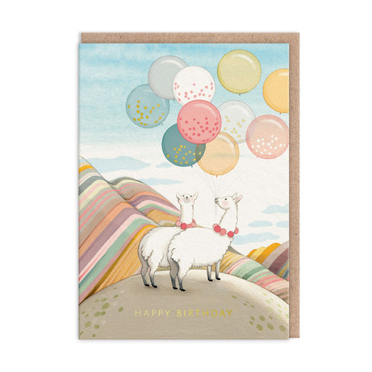 Birthday Llamas Greeting Card