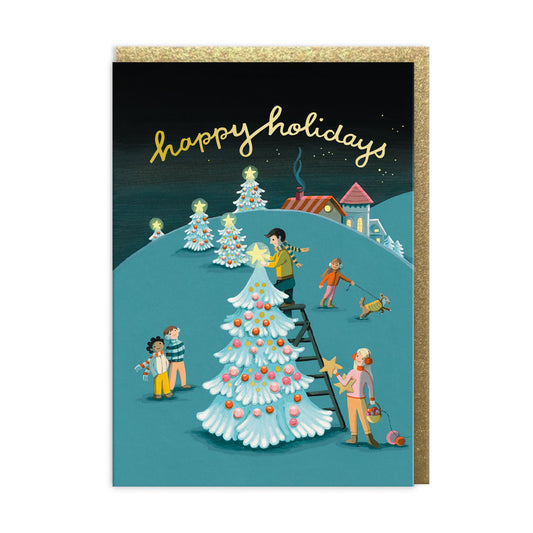 Tree Deorating Holiday Greeting Card