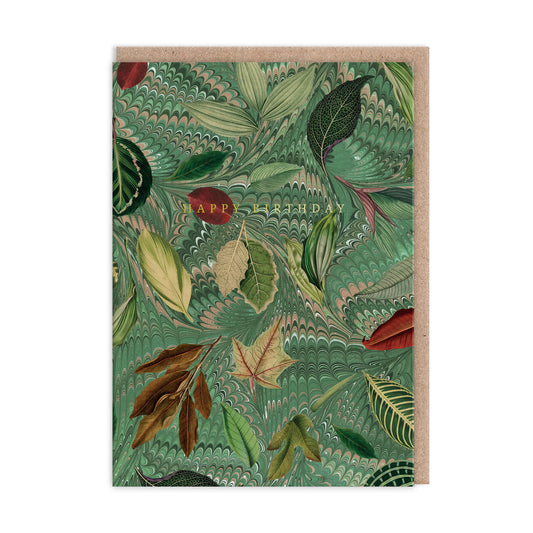 Marble Leaves Birthday Card