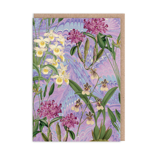 Marble Orchids Birthday Card