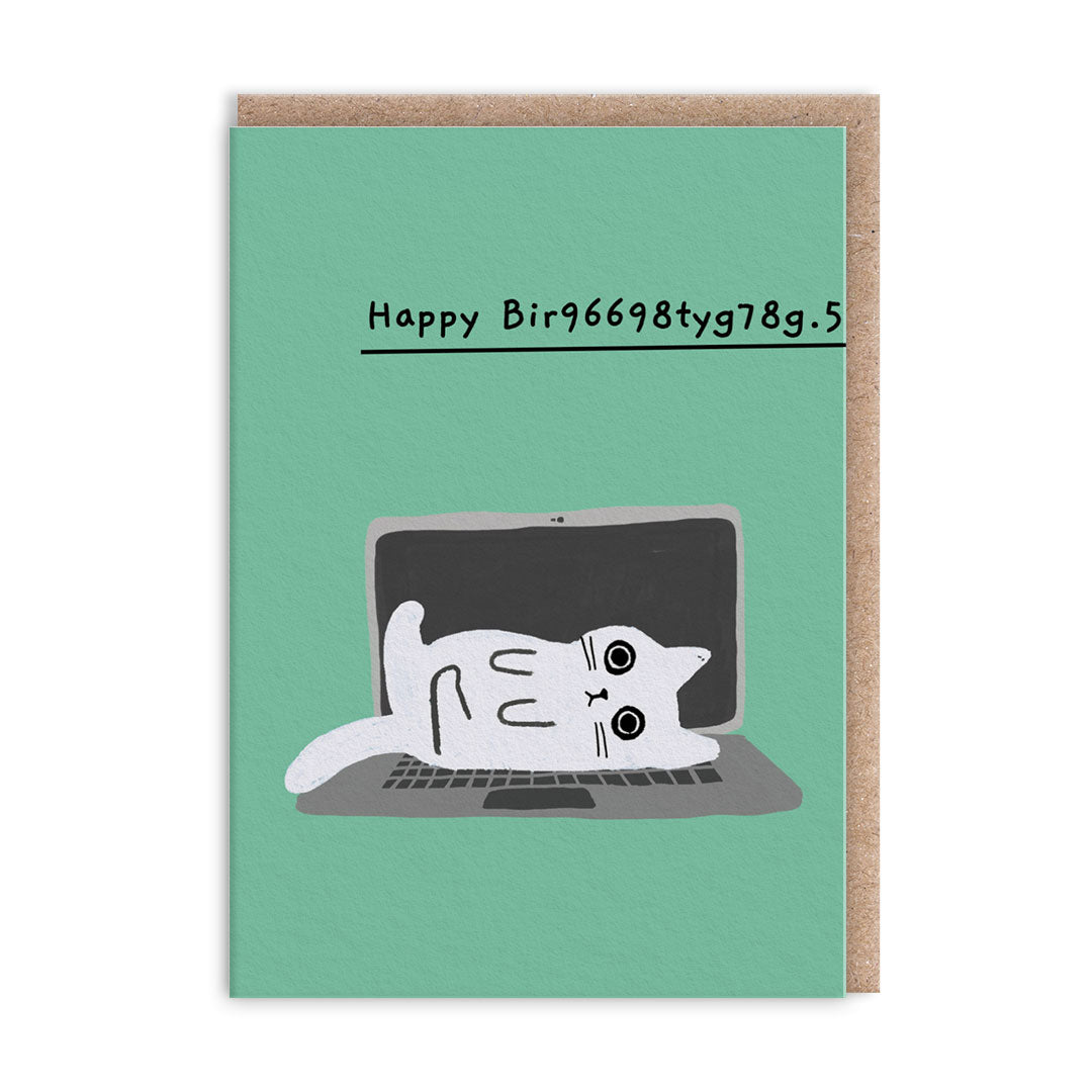 Laptop Kitten Mini Greeting Card