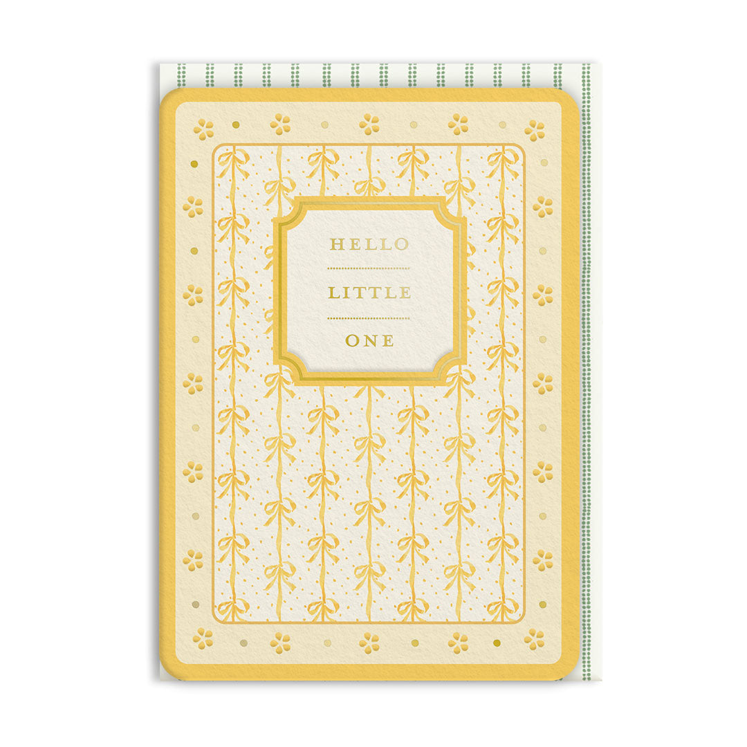 Hello Little One Yellow Ribbon Greeting Card – Ohh Deer