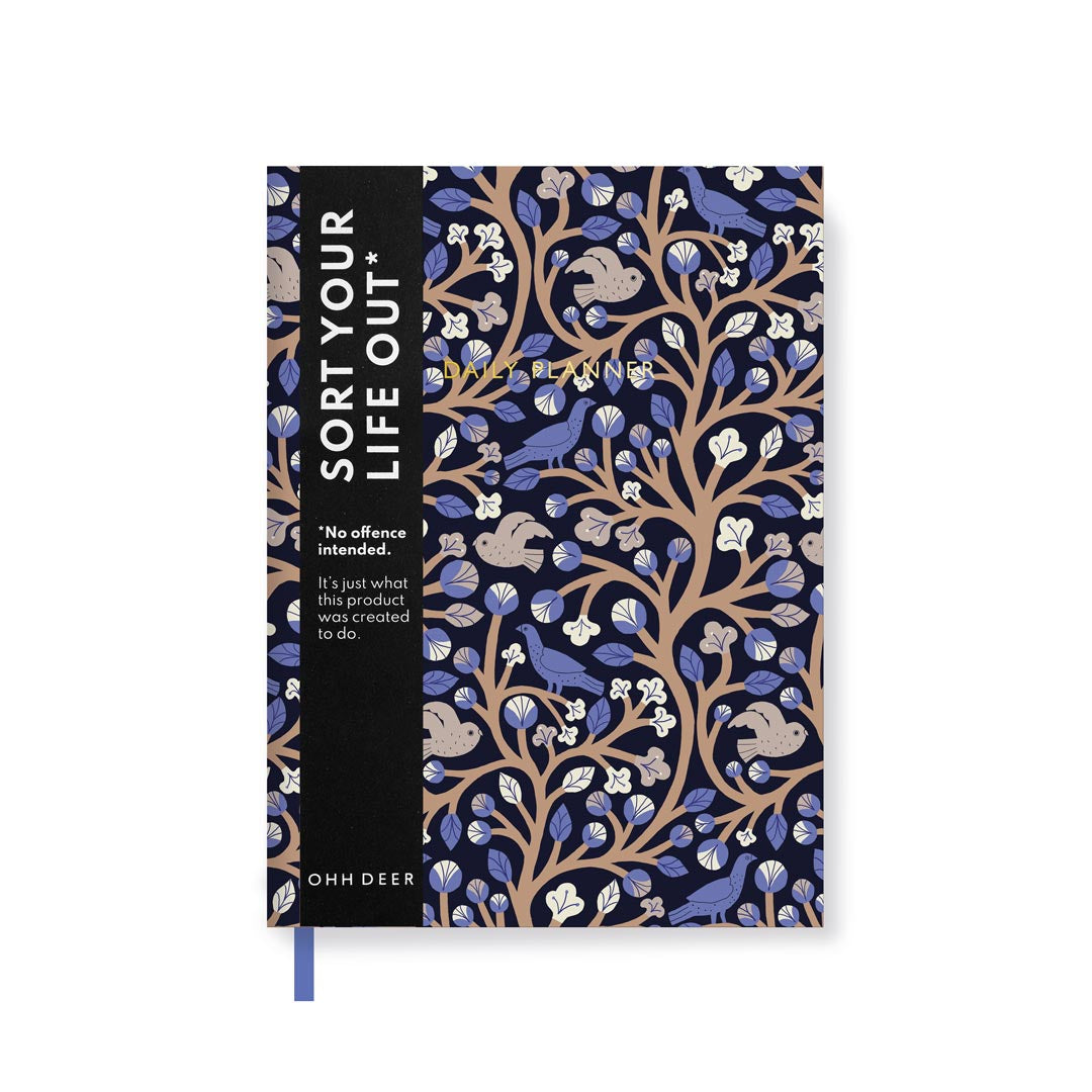 Bluebird and White Owl Pattern Daily Planner