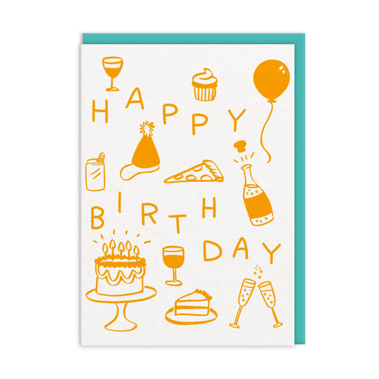 Happy Birthday Icons Greeting Card