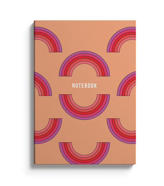 Classy Orange notebook with rainbow patterns