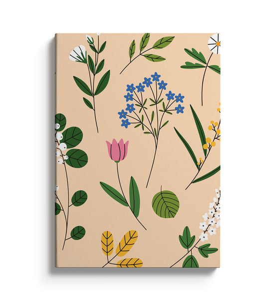 Cream notebook with a colourful floral design