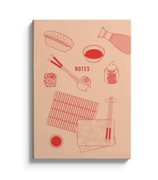Notebook with ramen illustrations