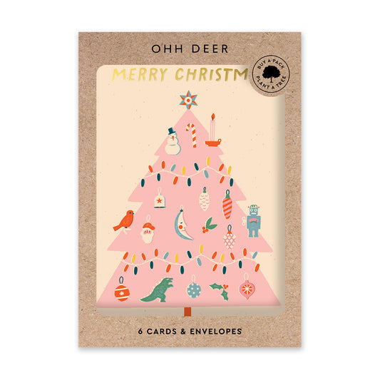 Pink Christmas Tree - Charity Card Set (6 pack)