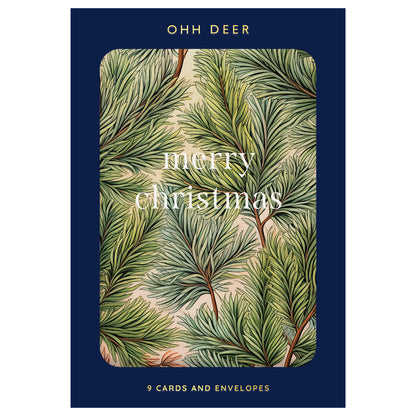Pack of 9 Christmas Cards - Christmas Tree Botanical