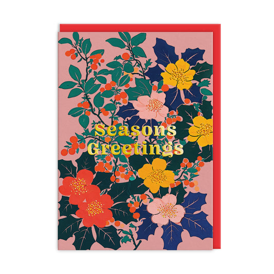 Festive Floral Seasons Greetings Card