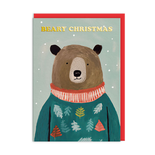 Festive Brown Bear Greeting Card