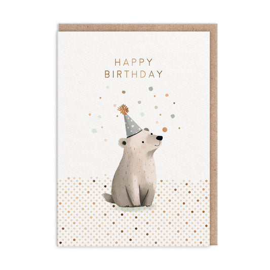 Bear Party Hat Greeting Card