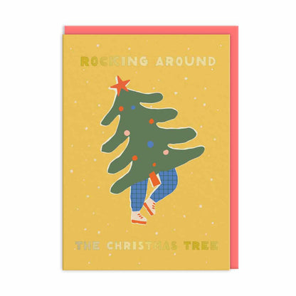 Pack of 9 Christmas Cards - Dancing Trees, Merry & Bright, Rocking Around the Christmas Tree