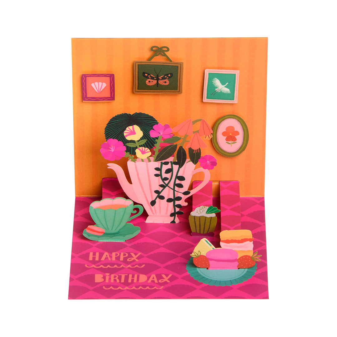 Teapot Vase Pop Up Greeting Card