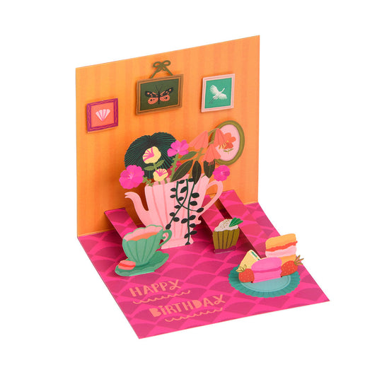 Teapot Vase Pop Up Greeting Card