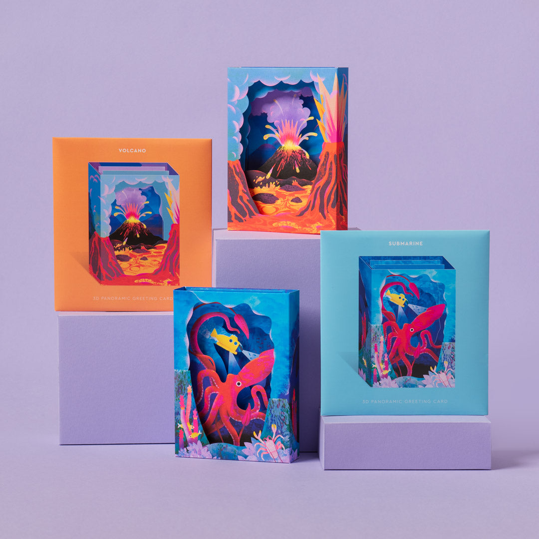 Volcano Greeting Card (3D)