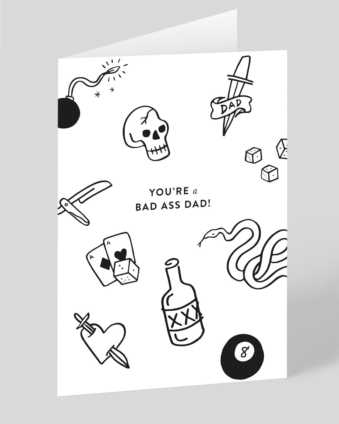 Bad Ass Dad Tattoos Greeting Card