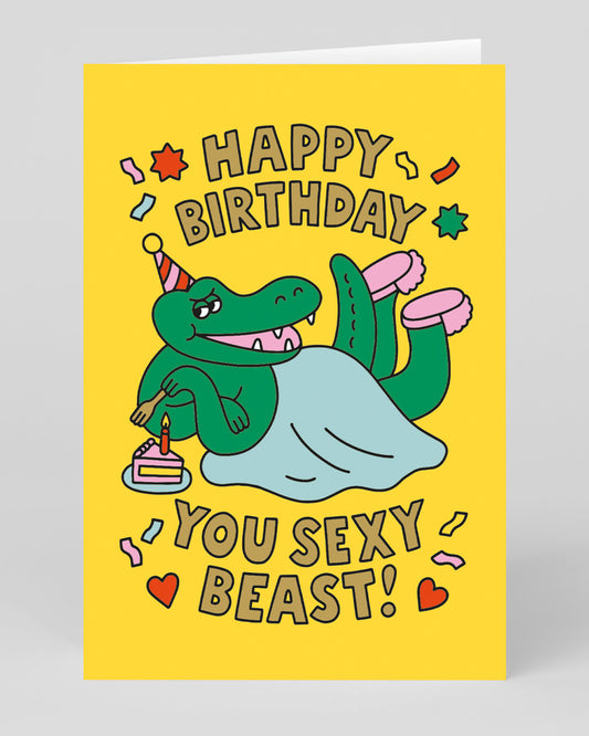 Sexy Beast Crocodile Birthday Card