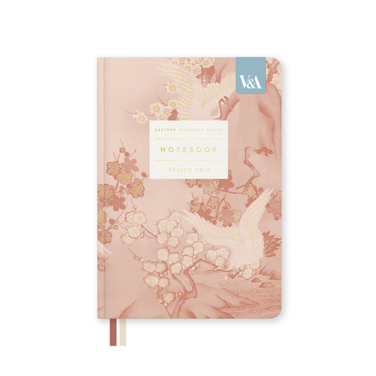 Eastern Elegance Cranes & Blossom B6 Fabric Hardback Notebook