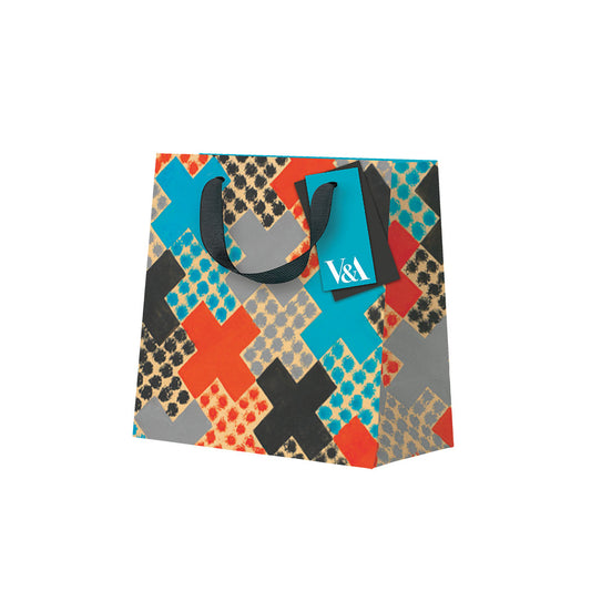 Playful Geometrics Red and Blue Crosses Small Gift Bag