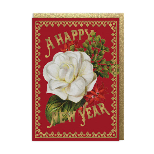 Happy New Year Flower Greeting Card