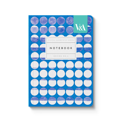 Playful Geometrics Blue Eclipse A6 Premium Perfect Bound Notebook