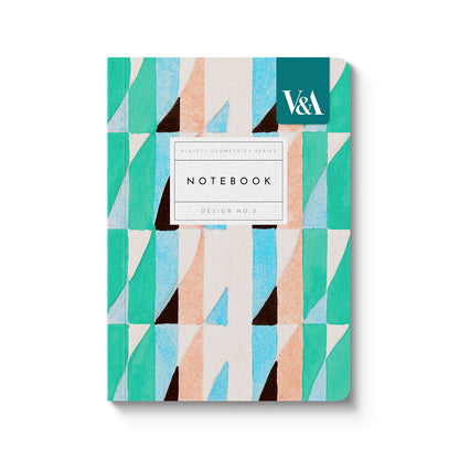Playful Geometrics Turquoise Prism A6 Premium Paperback Notebook