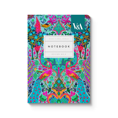 Neon Floral Peacock A6 Premium Perfect Bound Notebook