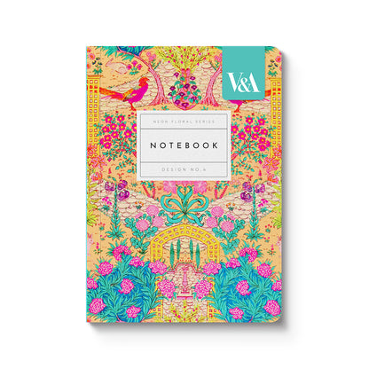 Neon Floral Ornate Garden A6 Premium Paperback Notebook