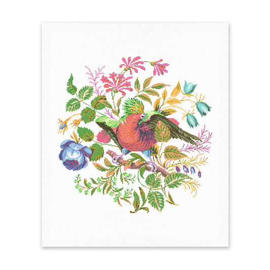 Embroidered Bird Riso Print (12x10)
