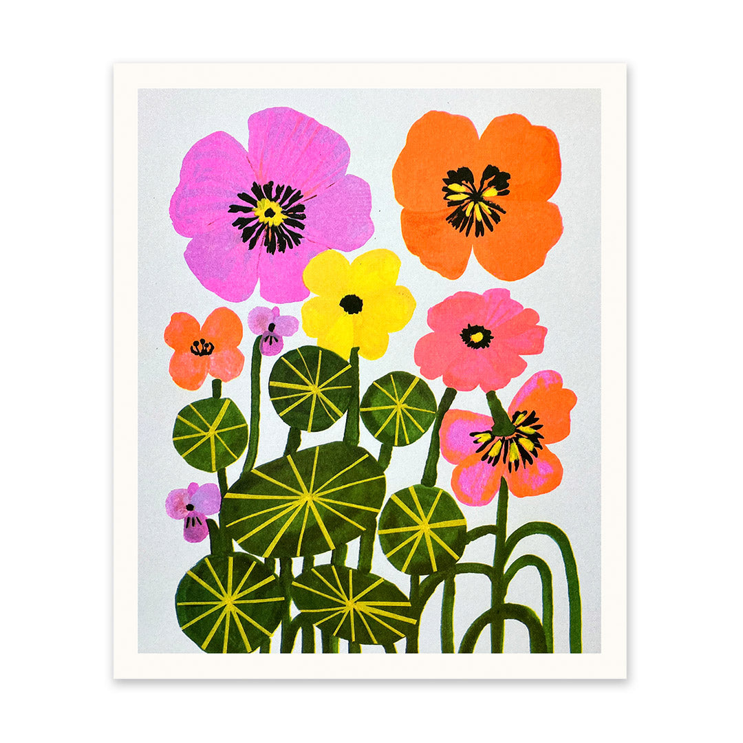 Nasturtiums Riso Print (12x10)