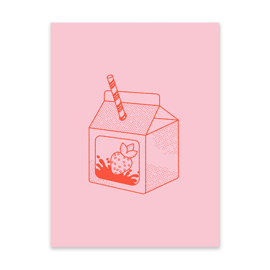 Pink and Red Strawberry Milk Art Print