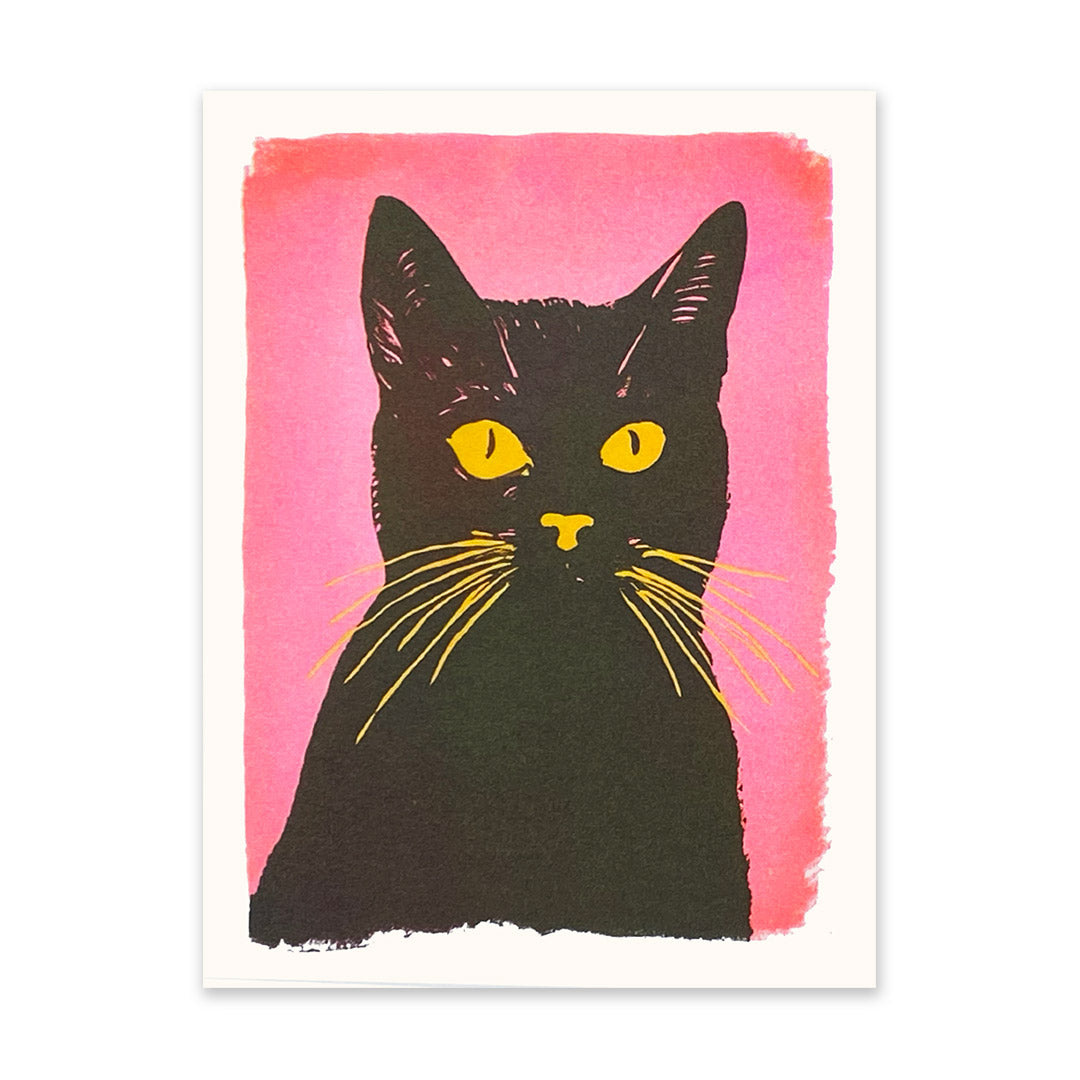 Retro Pink Cat Art Print