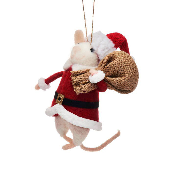 Santa Mouse Felt Hanging Decoration