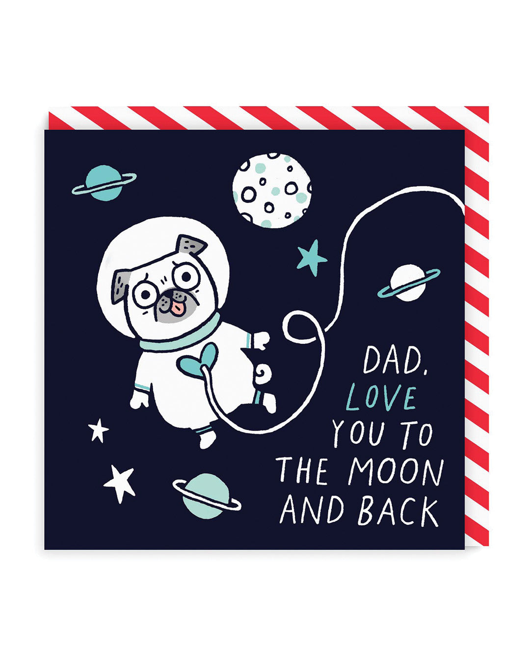 Dad Love You To Moon Back Square Greeting Card