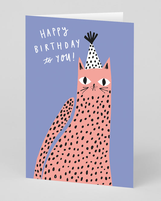 Personalised Spotted Cat Birthday Card