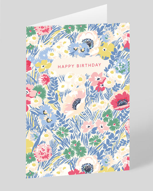 Personalised Meadow Floral Birthday Card