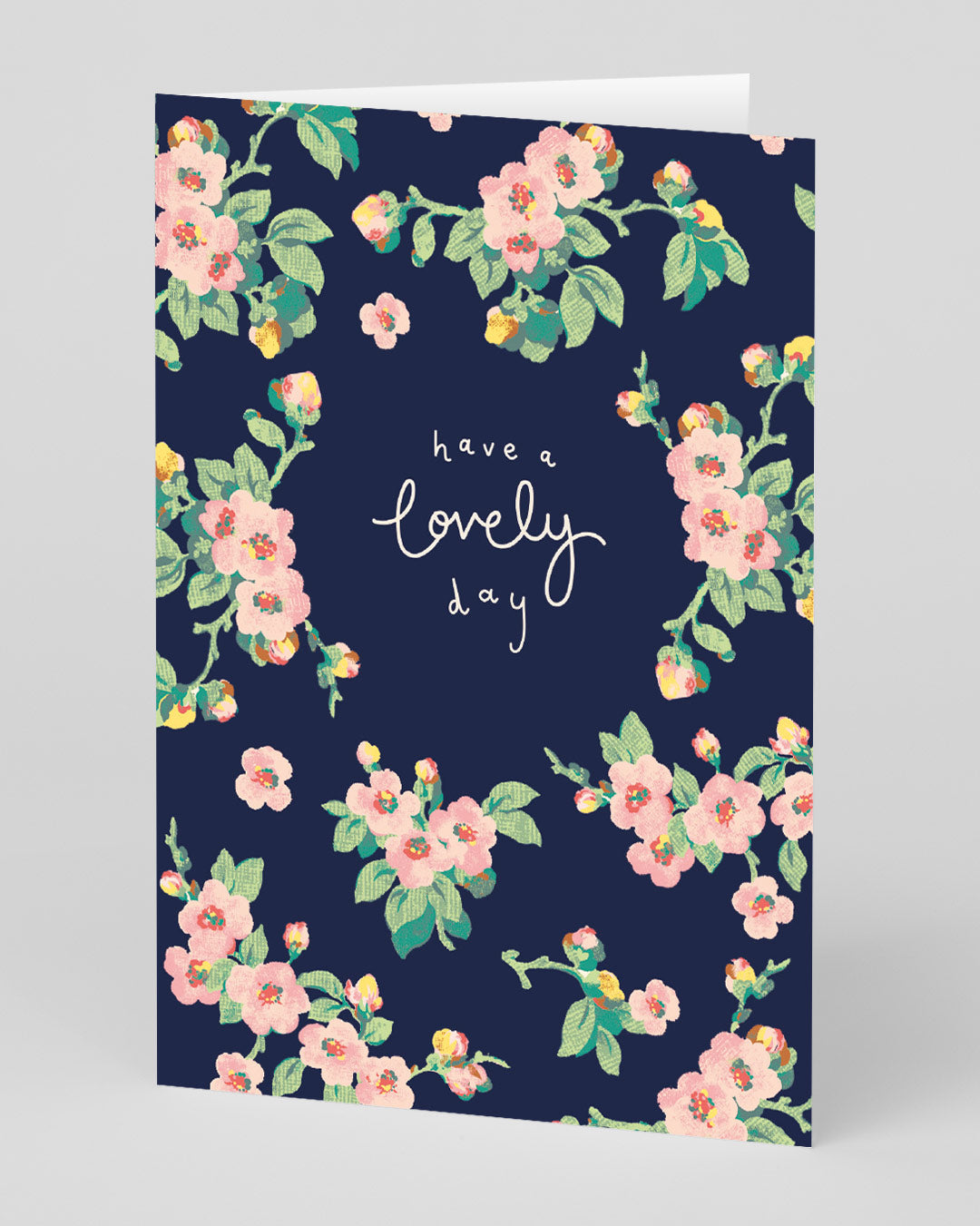 Personalised Navy Floral Lovely Day Greeting Card
