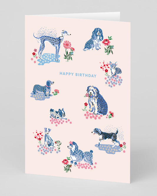 Personalised Puppy Fields Birthday Card