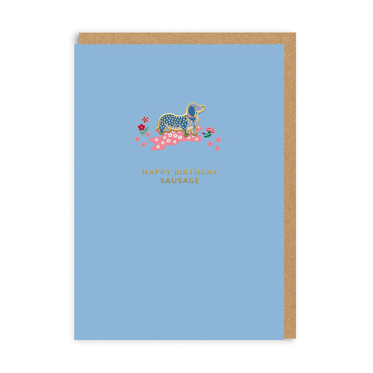 Happy Birthday Sausage Dog Enamel Pin Card