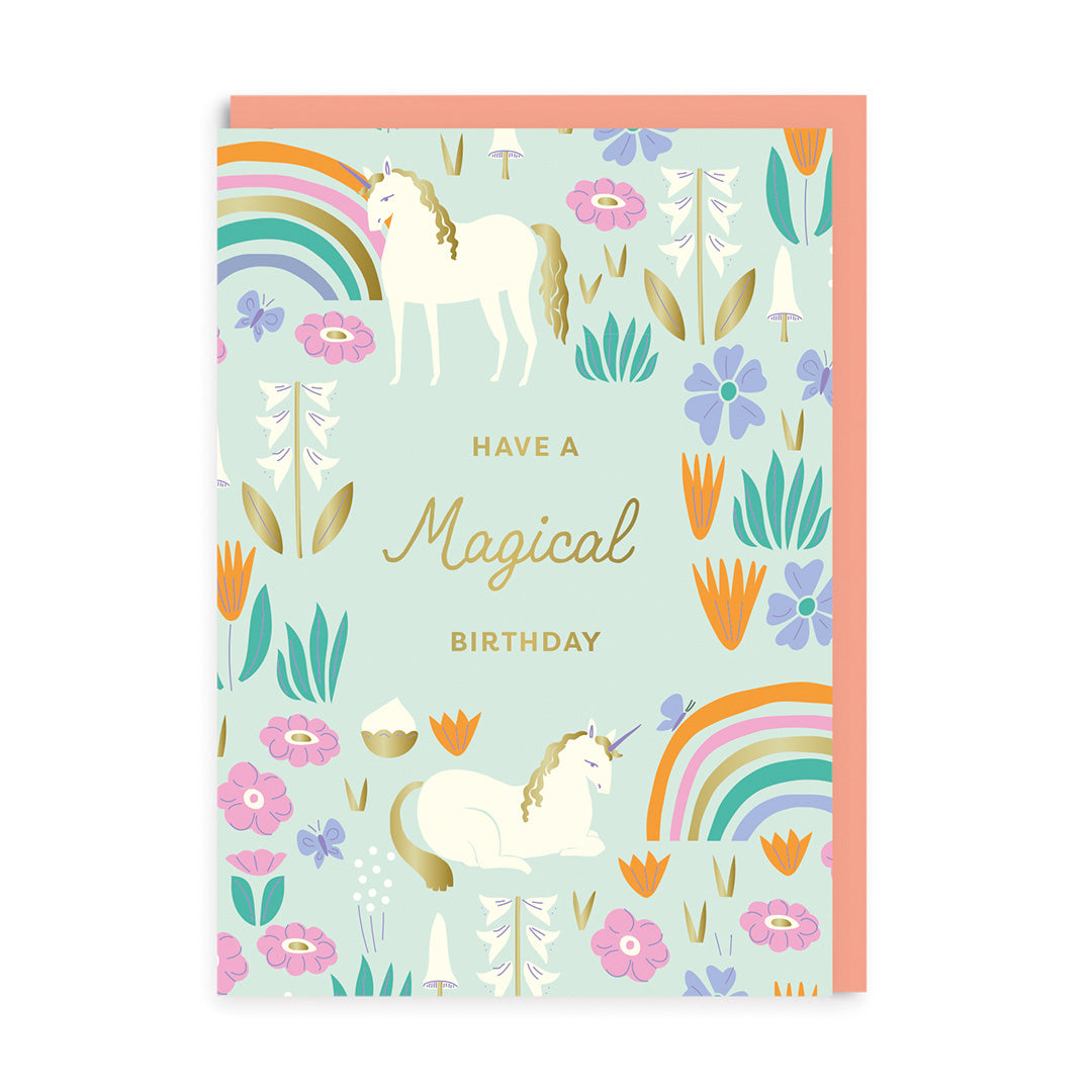 Rainbows Unicorns Birthday Card