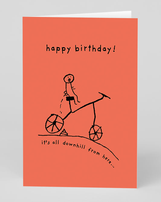 Personalised It's All Downhill From Here Birthday Card