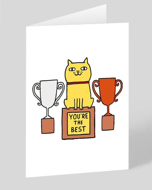 Personalised Trophy Cat Congratulations Card