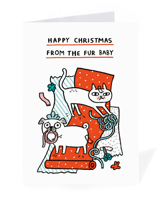 Personalised Happy Christmas Fur Baby Christmas Card