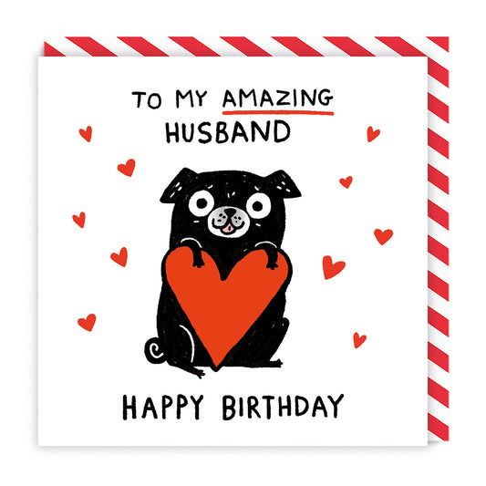 Amazing Husband Pug Love Heart Greeting Card