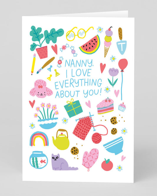 Personalised Nanny I Love Everything About You Greeting Card