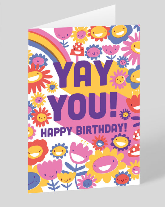 Personalised Yay You Flowers Birthday Card