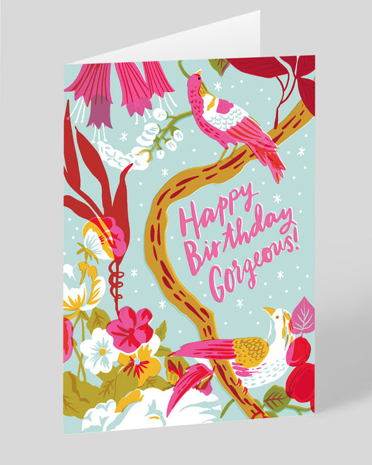 Personalised Gorgeous Tropical Birds Birthday Card
