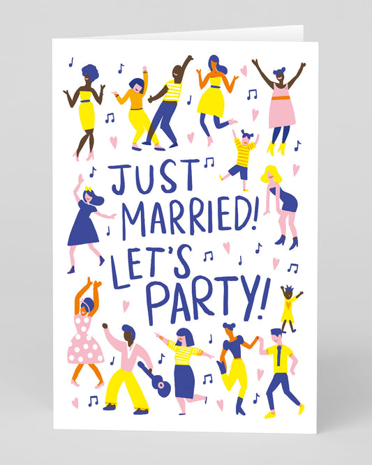 Personalised Just Married Let's Party Greeting Card