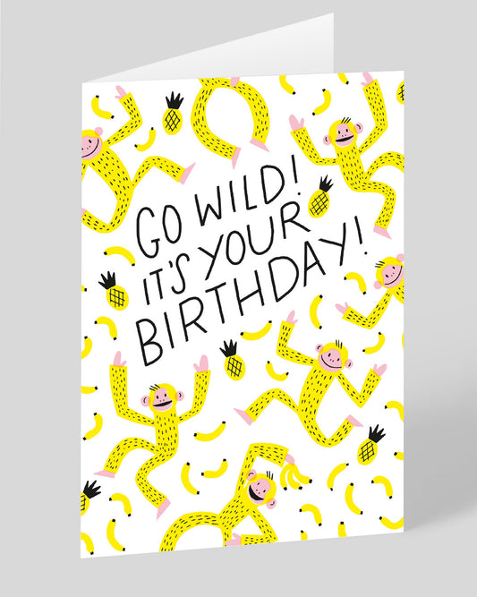 Personalised Go Wild Monkey Birthday Card